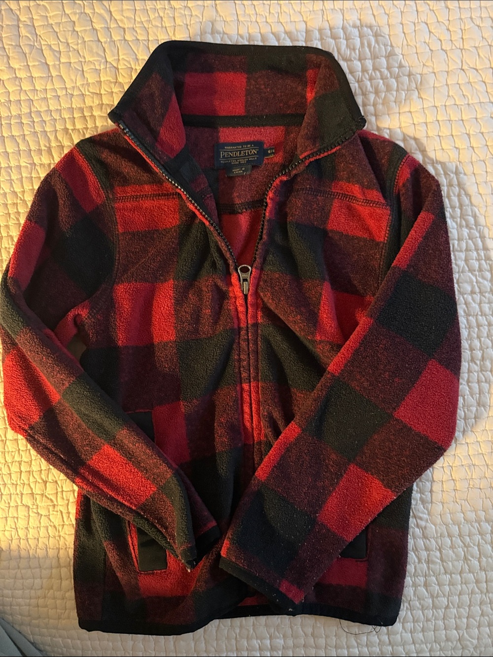 Pendleton Red & Black Buffalo Plaid Full-Zip Kids Fleece Jacket